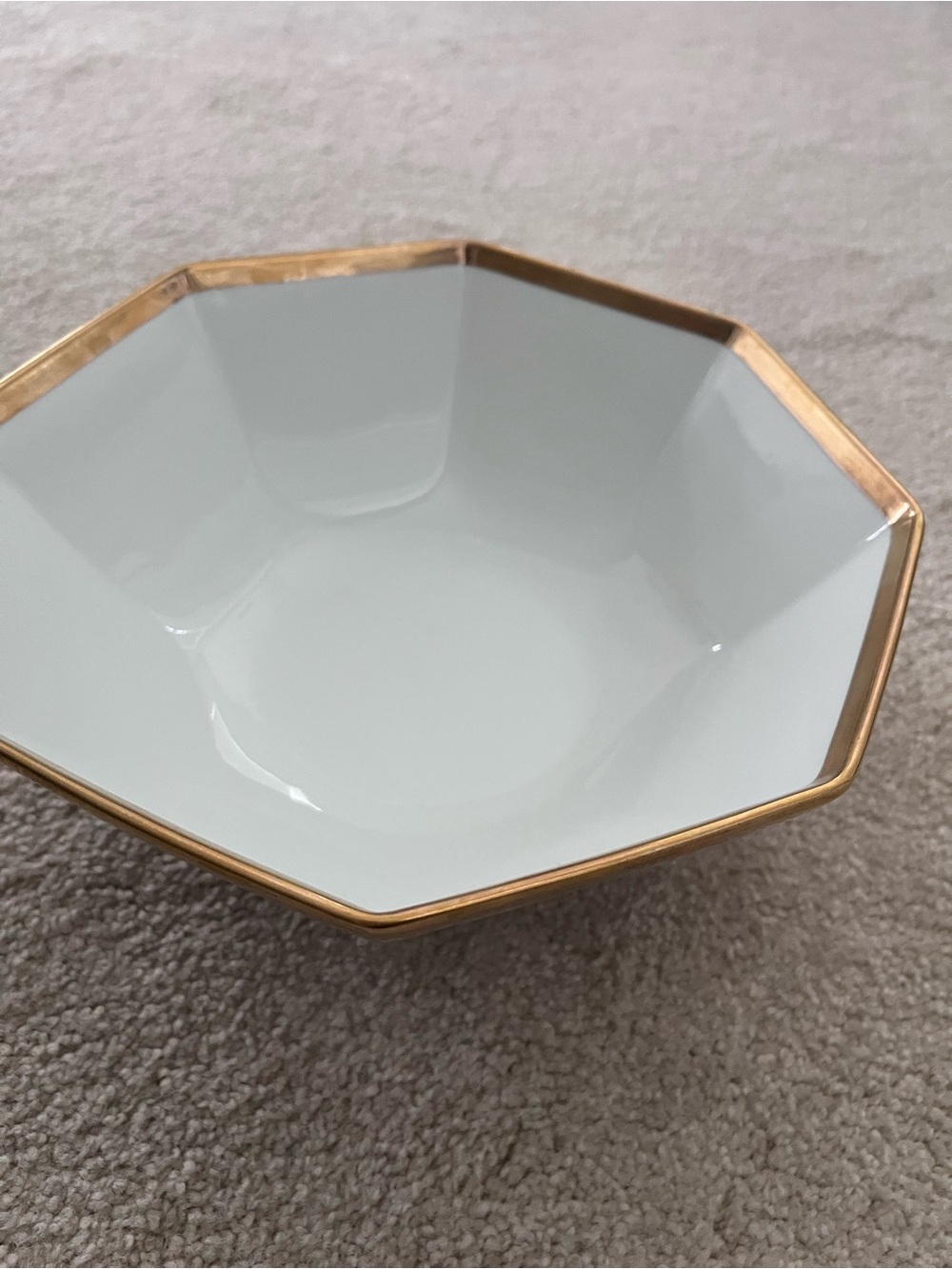 Fitz and Floyd Shell Pink Octagonal Serving Bowl with Gold Trim